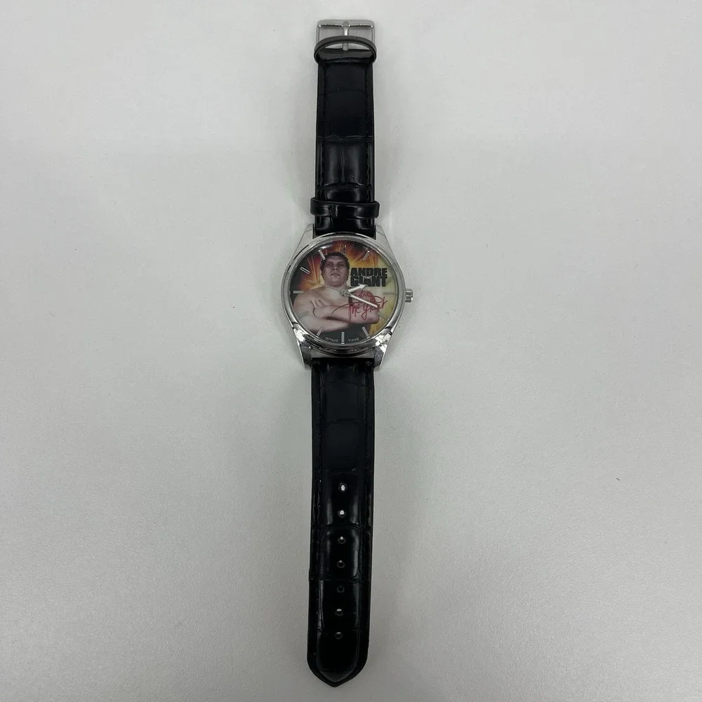 WWE Game Time Andre The Giant Pioneer Black Series Mens Watch Silver Black NEW